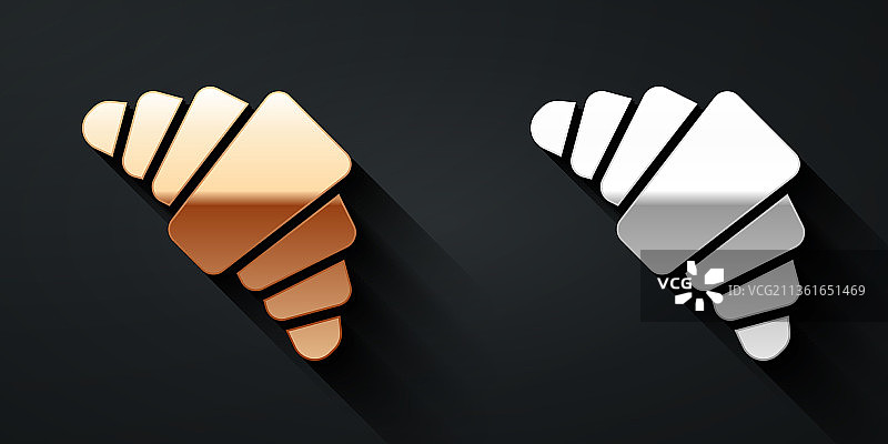 金色银色羊角面包图标图片素材