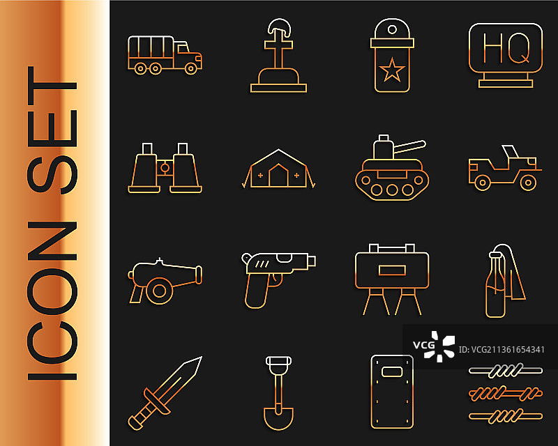 带刺铁丝网、燃烧瓶和军用物品图片素材