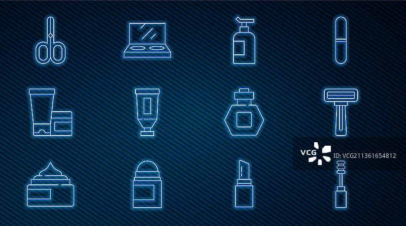 睫毛膏刷剃须刀剃须膏线条组合图片素材