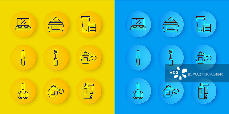 剪刀、指甲锉、睫毛膏刷和面霜图片素材