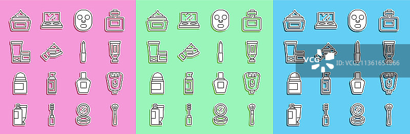 化妆刷脱毛器乳霜润肤露线条图标图片素材