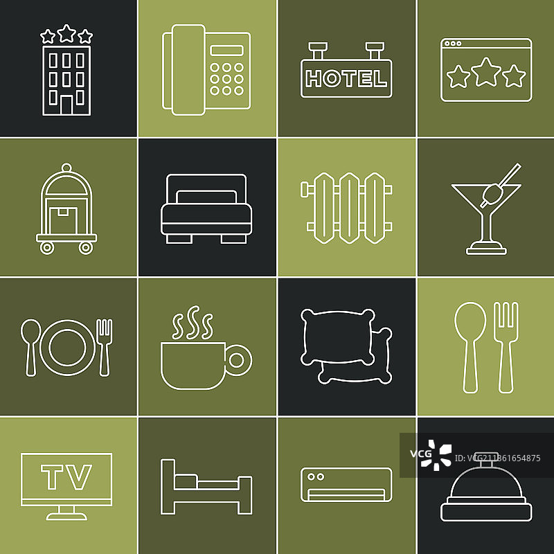 酒店服务铃、叉子和勺子图片素材