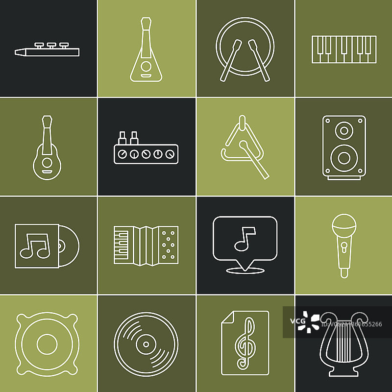 古代里拉琴麦克风音响线条图片素材