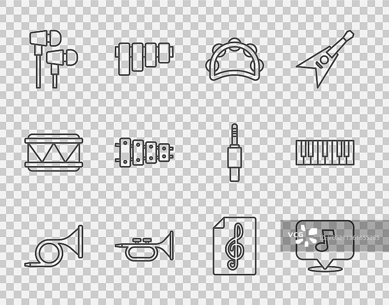 小号音符手鼓线条组合图片素材