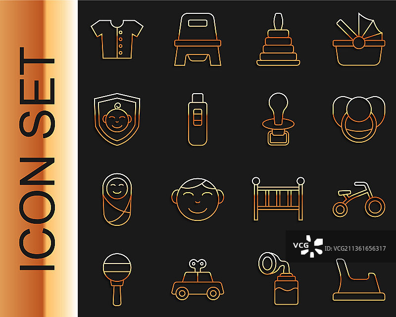 婴儿便盆、儿童自行车和奶嘴图案图片素材