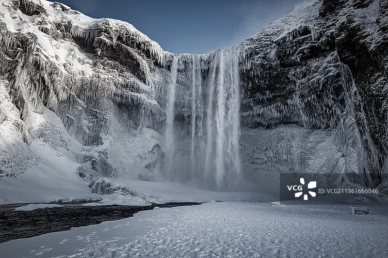 斯科加瀑布风光，冰岛图片素材