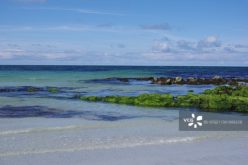 英国南尤伊斯特岛的绿色海浪与天空图片素材