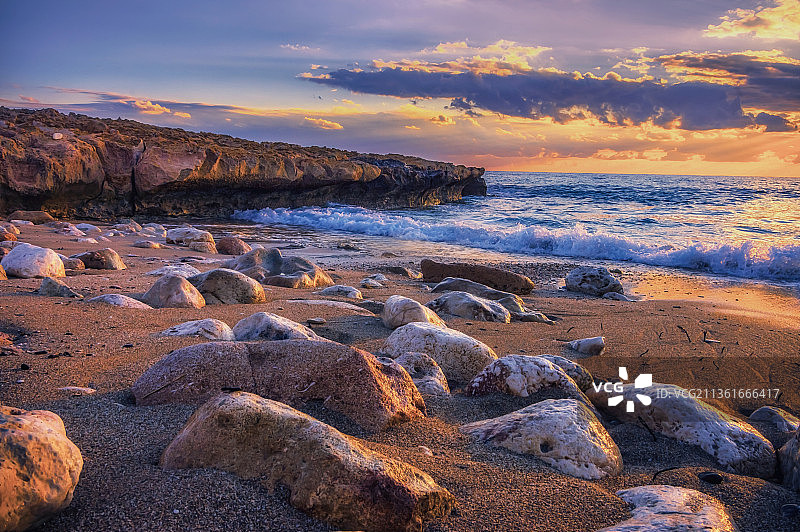 塞浦路斯阿依纳帕地中海日落海景图片素材