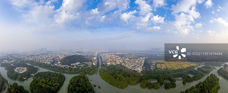 新会小鸟天堂 和谐共处的生态系统  湿地 乡村  铁路图片素材