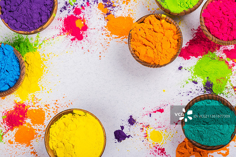 彩色印度粉末涂料图片素材