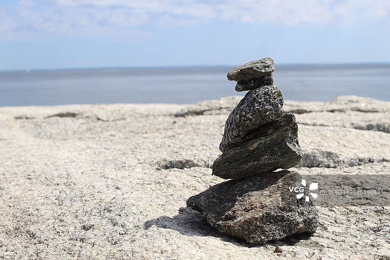 海滩叠石特写，美国塔伯堡公园图片素材