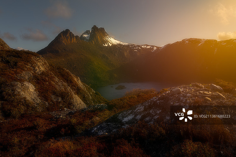 日落时分摇篮山景色，塔斯马尼亚，澳大利亚图片素材