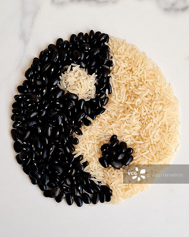 阴阳——巴西米饭和黑豆图片素材