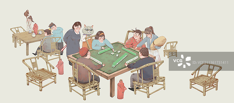 搓麻将图片素材