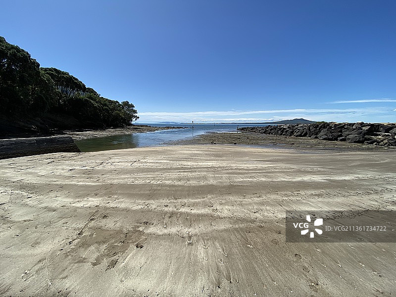 新西兰奥克兰的蓝天海滩美景图片素材