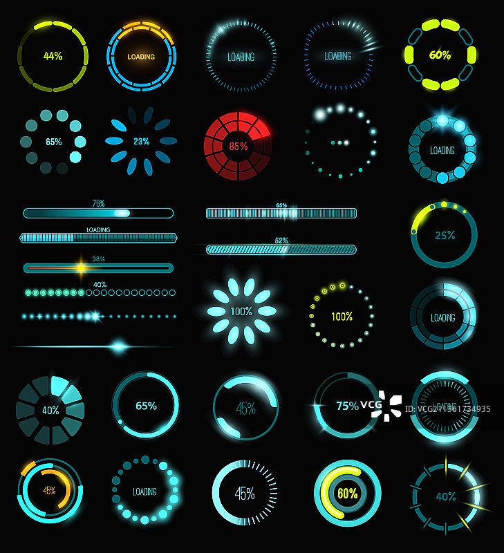 加载过程和状态栏图标HUD界面图片素材