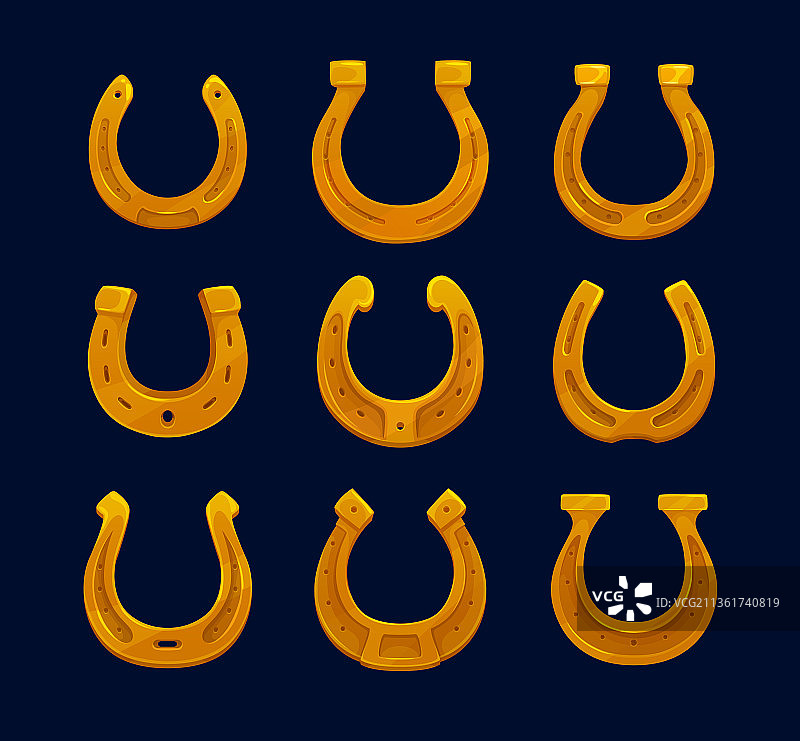 卡通金色马蹄铁好运符号图片素材