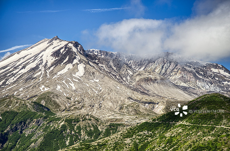 圣海伦斯山雪山风光，美国图片素材