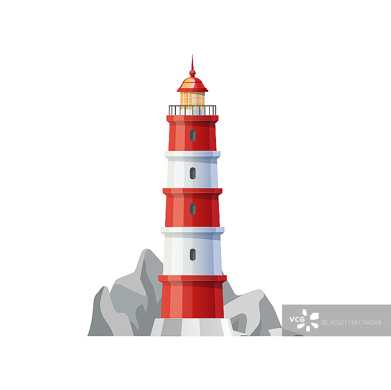 岩石海岸或海岸线上的航标灯塔图标图片素材