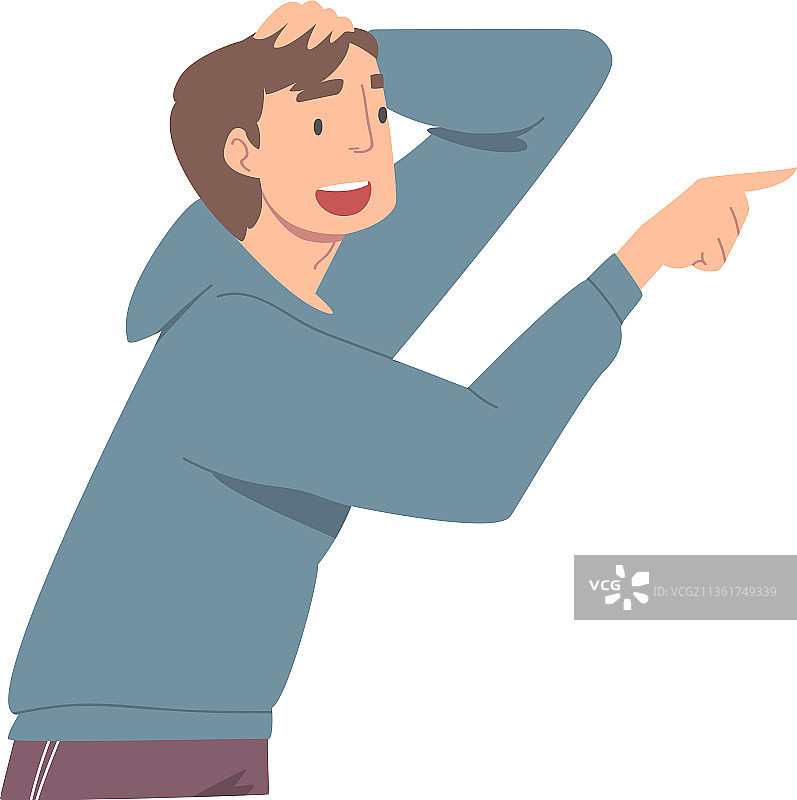 兴奋的男人看着某人并指点图片素材