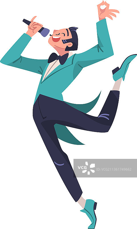 微笑男主持人手持麦克风抽奖图片素材