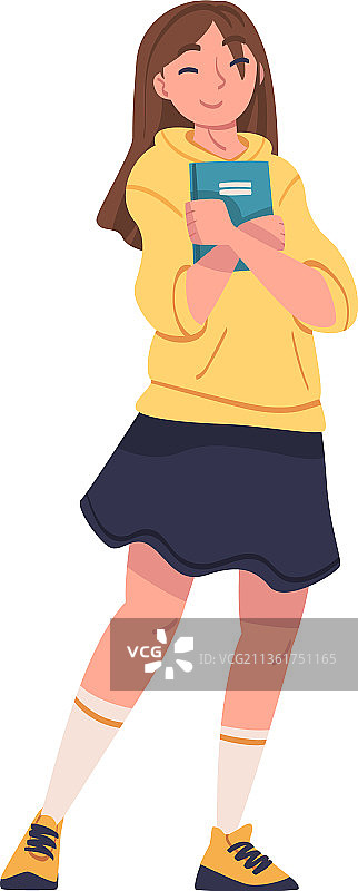 身穿黄色衣服的现代女大学生图片素材