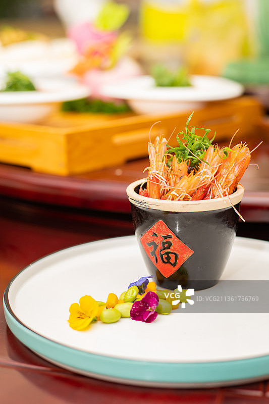 装饰菜水煮虾图片素材