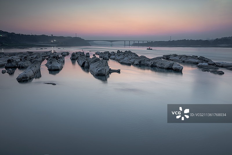 冬日黄昏江景图片素材