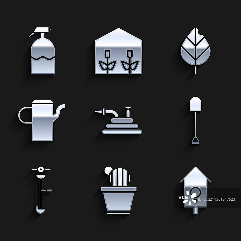 花园软管或消防水管、仙人掌和多肉植物图片素材