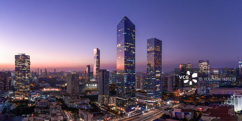 深圳南山科技园片区夜景航拍图片素材