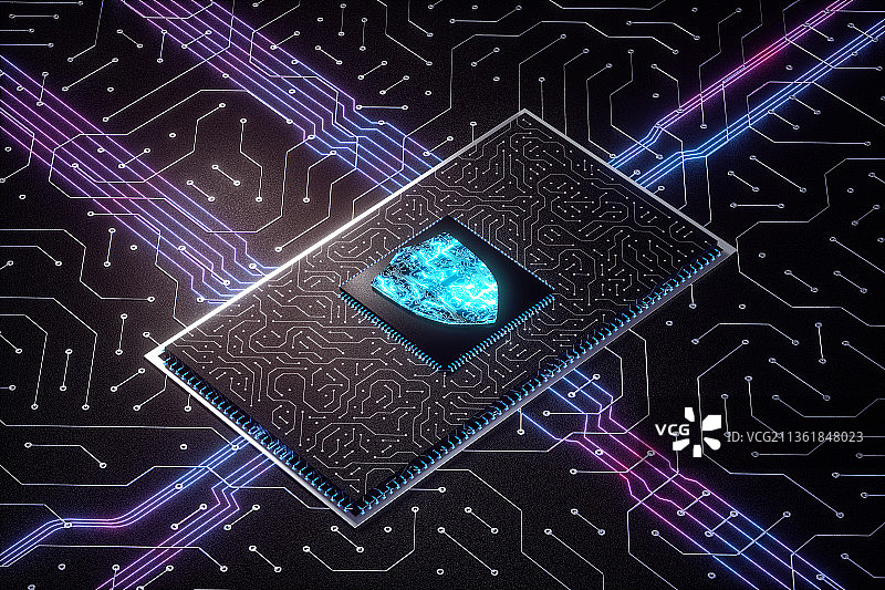 3D芯片和安全保护图片素材