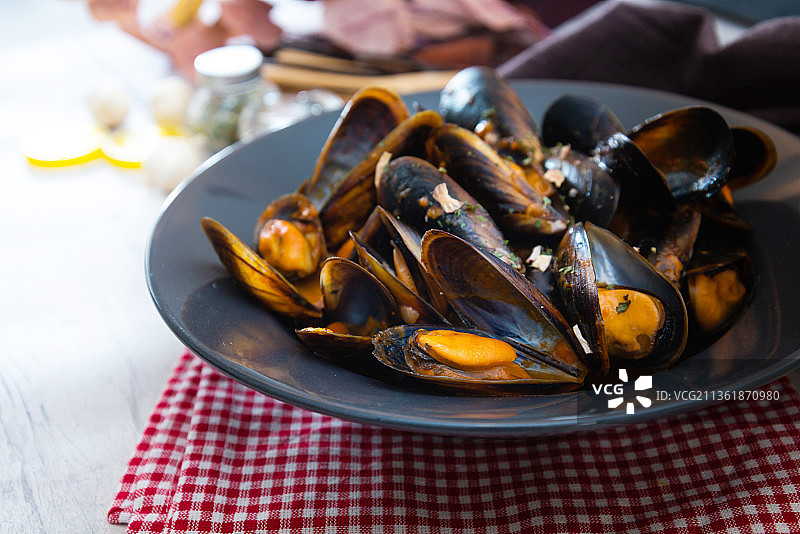 普罗旺斯风味意式清蒸贻贝图片素材