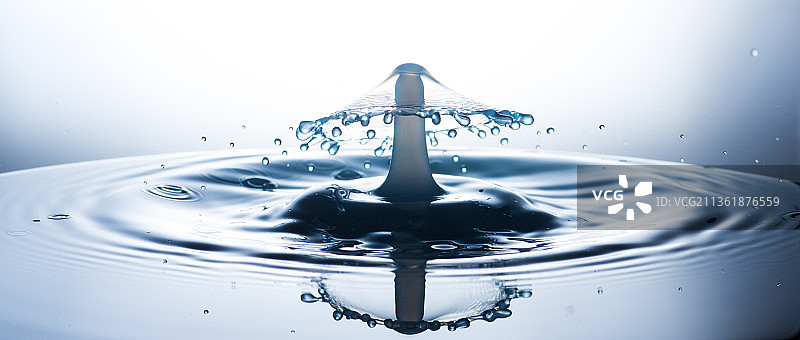 水滴摄影：白色背景上的水花特写图片素材