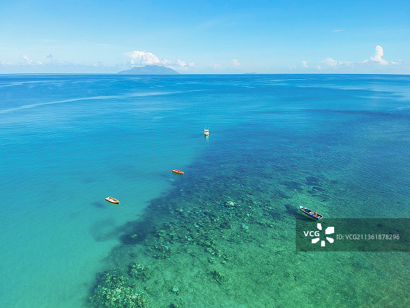 塞舌尔博瓦隆海滩鸟瞰图片素材