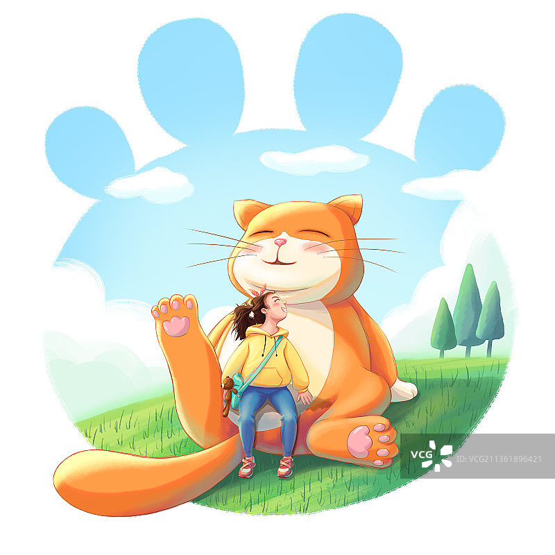 女孩与猫图片素材