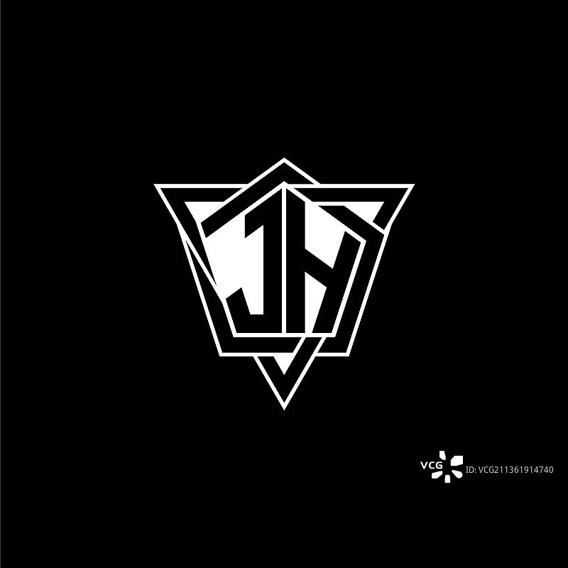 JH字母logo单色几何现代设计图片素材
