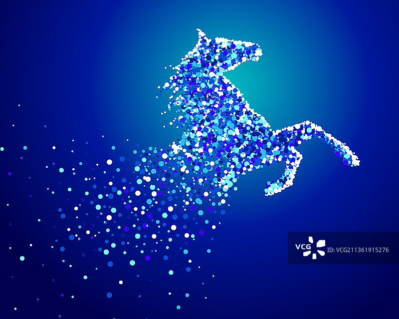 圆点组成的跃马剪影图片素材