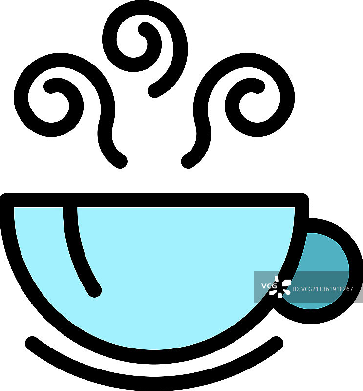 浓缩咖啡杯图标彩色轮廓图片素材