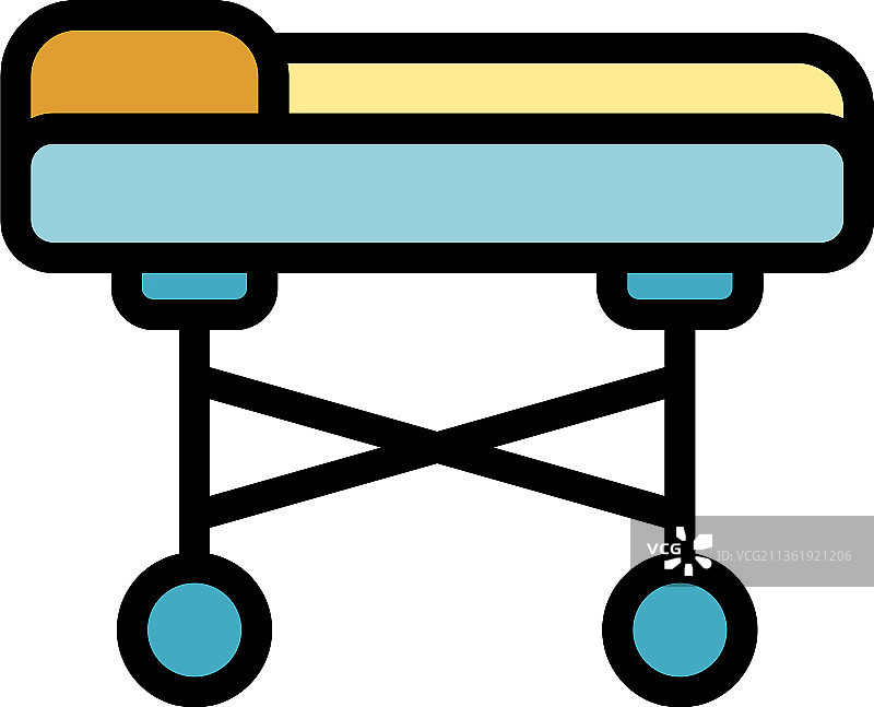 医疗床图标彩色轮廓图片素材