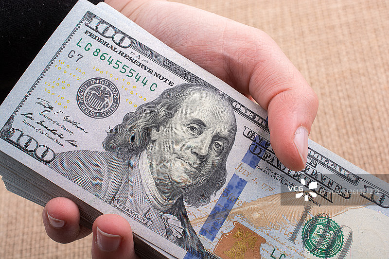 美元富兰克林肖像特写图片素材