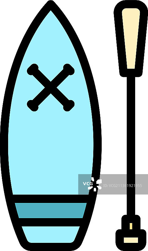 桨板冲浪运动彩色图标轮廓图片素材