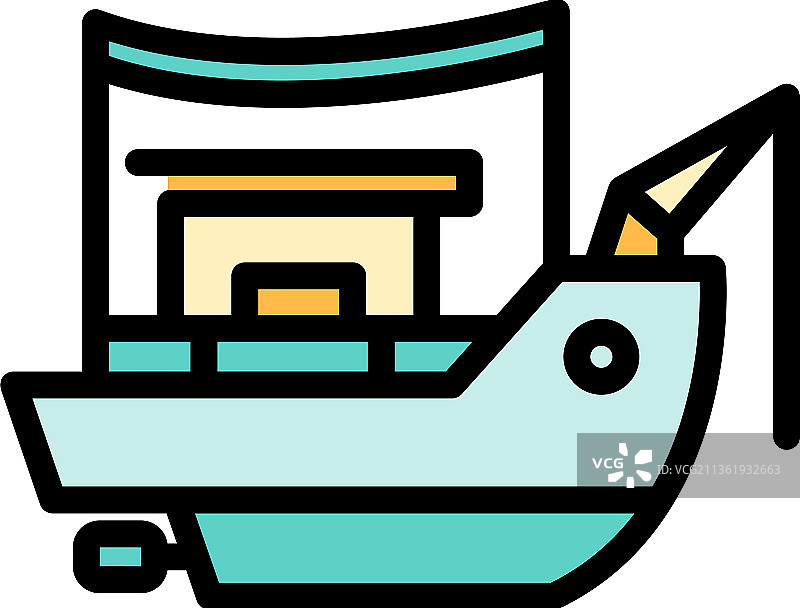 捕鱼船图标彩色轮廓图片素材