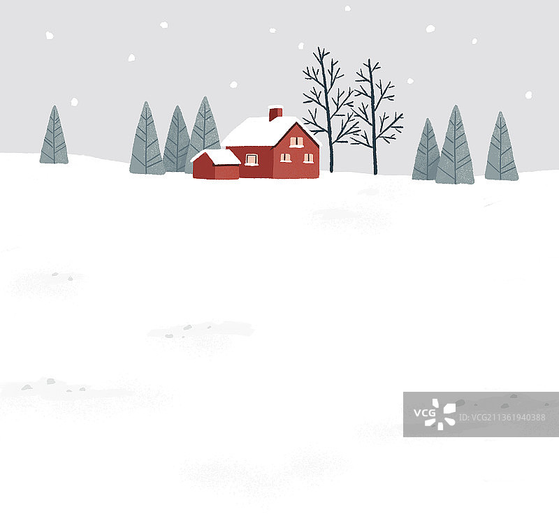 冬天雪地下雪背景插画图片素材