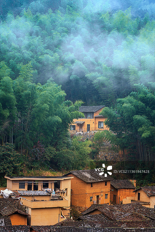 浙江丽水松阳松庄古村落秋色图片素材