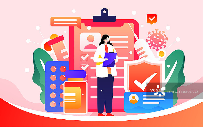 HPV疫苗医疗健康插画医生治疗疾病海报图片素材