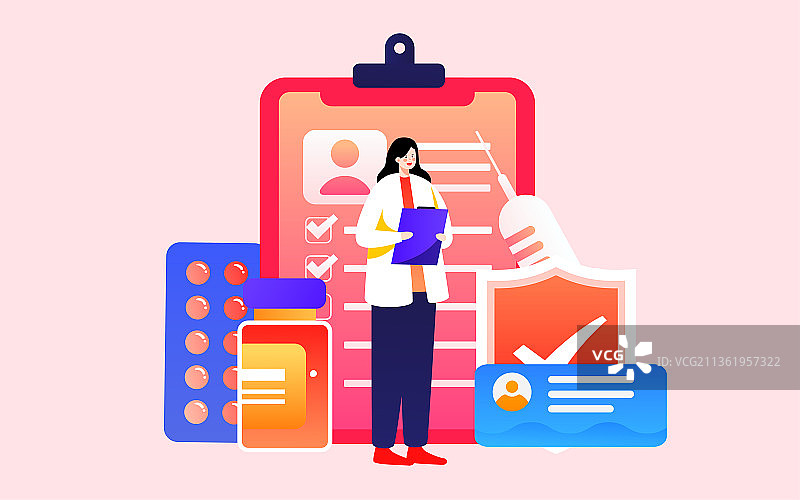 HPV疫苗医疗健康插画医生治疗疾病海报图片素材