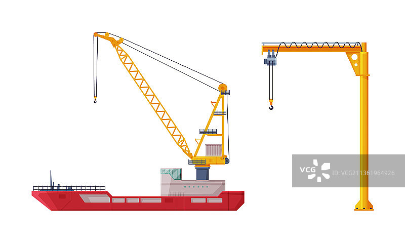 配备提升绳和滑轮的起重机图片素材