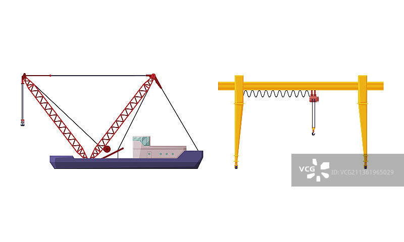配备提升绳和滑轮的起重机图片素材