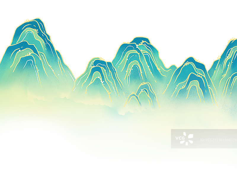 中国风青绿山水图片素材