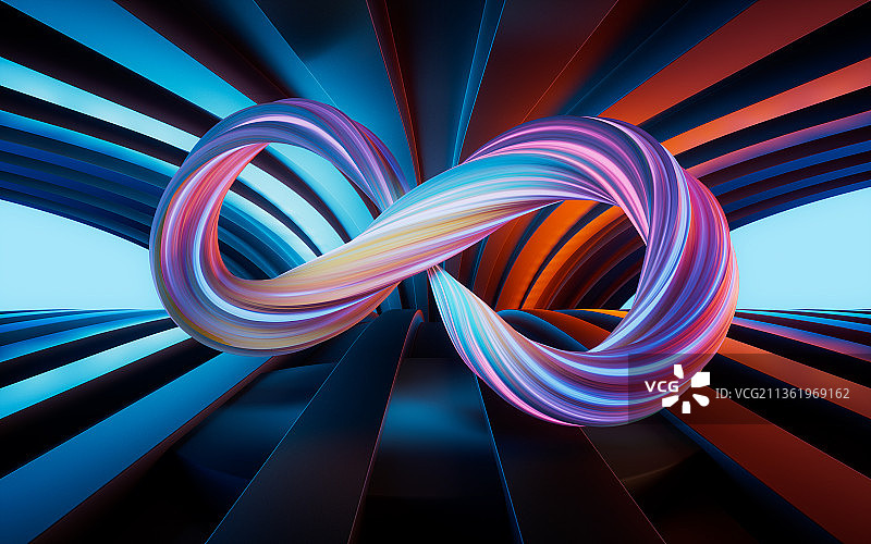 创意流动乌比斯环线条3D渲染图片素材